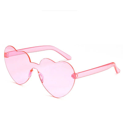 Love Heart Shape Sunglasses Women Rimless Frame Tint Clear Lens Colorful Sun Glasses Female Red Yellow Shades Travel