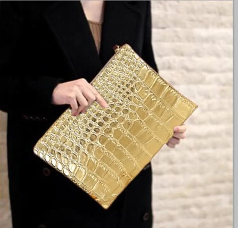 Women Crocodile Pattern Day Clutch Bag PU Leather Women Clutches Ladies Hand Bags Envelope Bag Luxury Party Evening Bags Bolsa