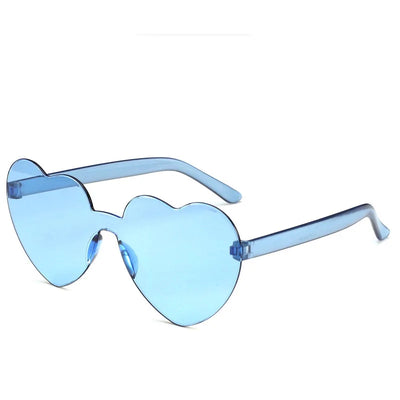 Love Heart Shape Sunglasses Women Rimless Frame Tint Clear Lens Colorful Sun Glasses Female Red Yellow Shades Travel