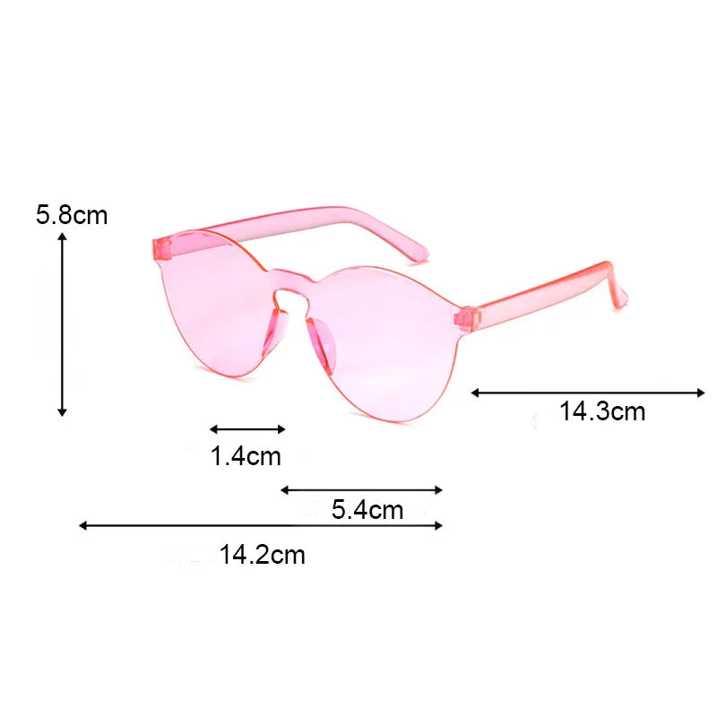 Love Heart Shape Sunglasses Women Rimless Frame Tint Clear Lens Colorful Sun Glasses Female Red Yellow Shades Travel