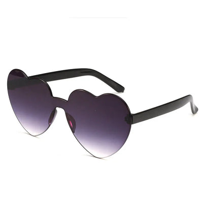 Love Heart Shape Sunglasses Women Rimless Frame Tint Clear Lens Colorful Sun Glasses Female Red Yellow Shades Travel