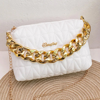 Ladies One Shoulder Messenger Bag Rhombus Bag Women's Fashion Chain Embroidered Shoulder Bag Hand-held Lingge Small Square Bag