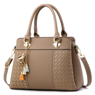 Fashion Women Handbags Tassel PU Leather Totes Bag Top-handle Embroidery Crossbody Bag Shoulder Bag Lady Simple Style Hand Bags