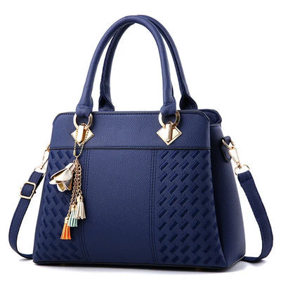 Fashion Women Handbags Tassel PU Leather Totes Bag Top-handle Embroidery Crossbody Bag Shoulder Bag Lady Simple Style Hand Bags