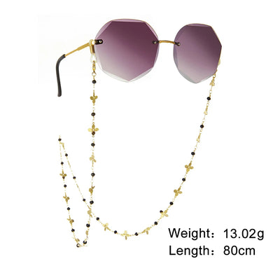 Amaxer Fashion Hollow Solid Circle Five&Four Petal Flower Glasses Chain for Women Sunglasses Chain Eyewears Cord Strap Rope