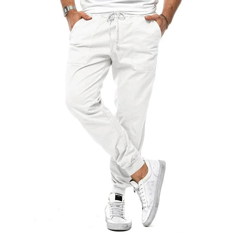 2024 Men's Spring and Summer New Classic Drawstring Woven Leisure Sports Cargo Pants Large Size Men's Wear