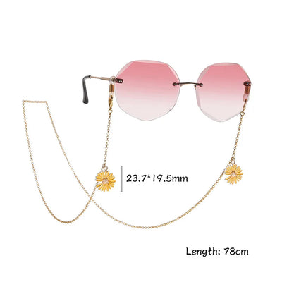 Amaxer Fashion Hollow Solid Circle Five&Four Petal Flower Glasses Chain for Women Sunglasses Chain Eyewears Cord Strap Rope