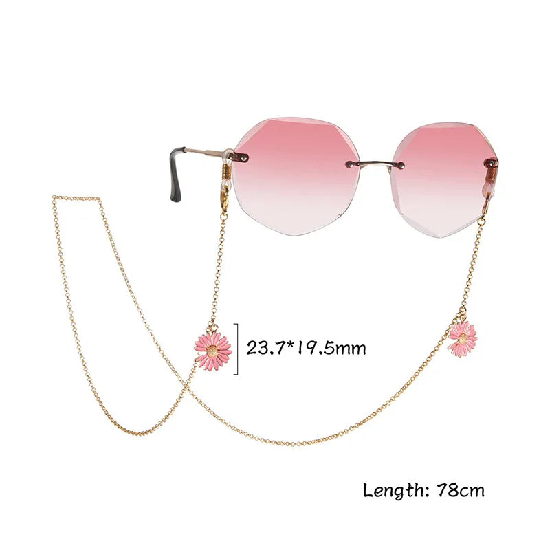 Amaxer Fashion Hollow Solid Circle Five&Four Petal Flower Glasses Chain for Women Sunglasses Chain Eyewears Cord Strap Rope