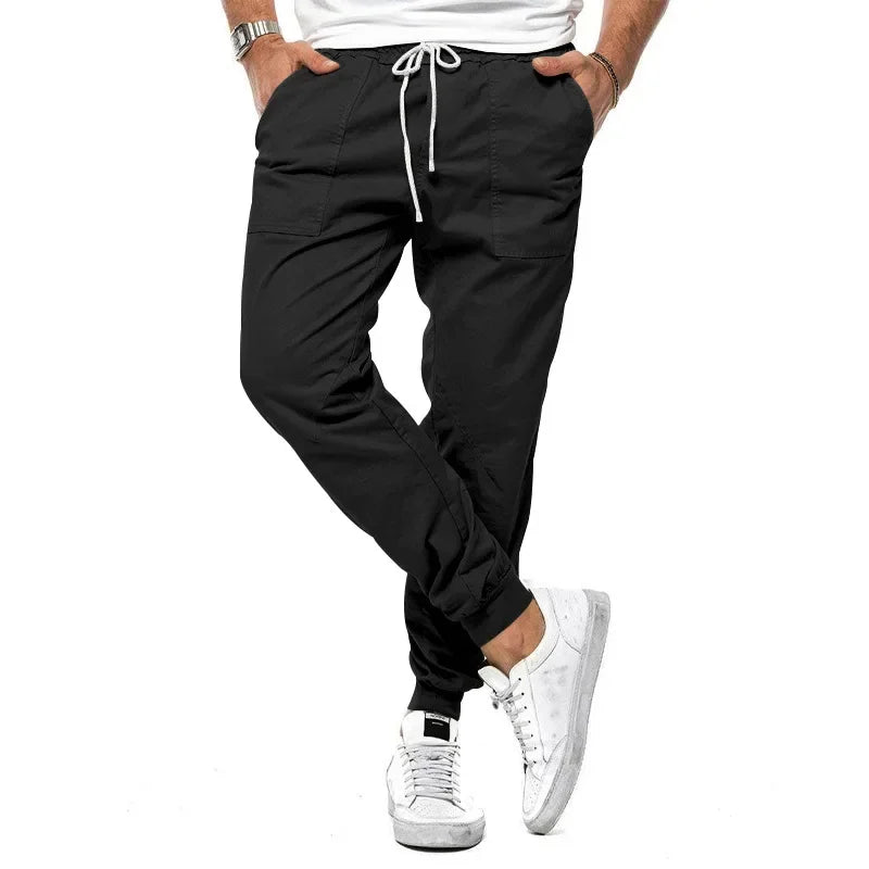 2024 Men's Spring and Summer New Classic Drawstring Woven Leisure Sports Cargo Pants Large Size Men's Wear