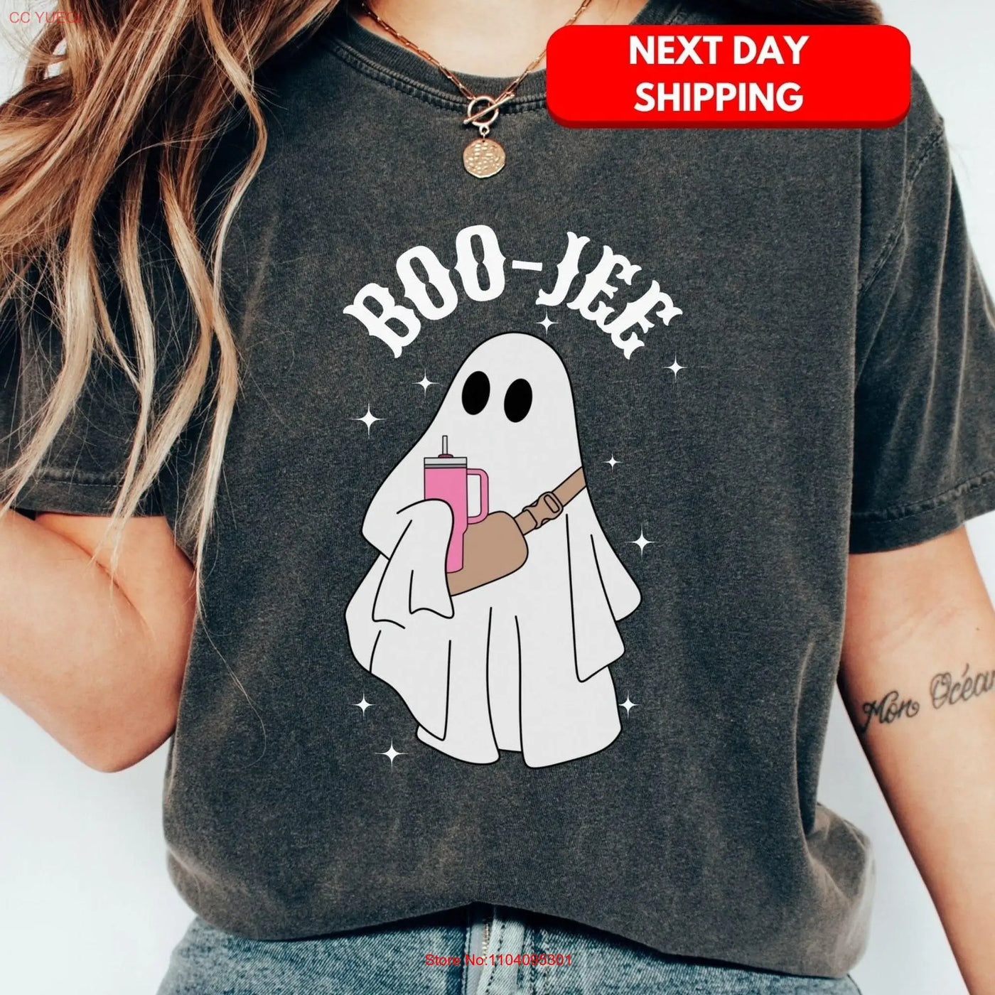 Halloween GhosT T Shirt Boo Jee Spooky Top s Season Clothing Apparel Cute Outfit Women tee long or short sleeves