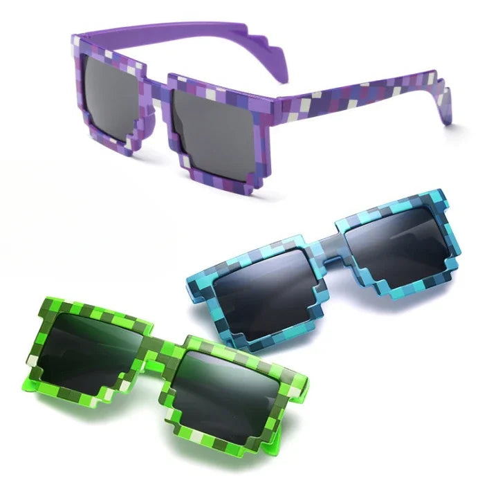 New fashion Sun Glasses Hot Sale Sunglasses Creeper Glasses Novelty Mosaic Funny Goggles Boys Girls Pixel Eyewear