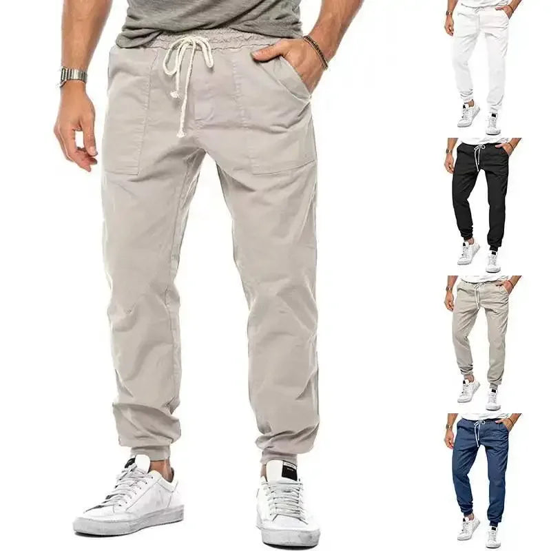 2024 Men's Spring and Summer New Classic Drawstring Woven Leisure Sports Cargo Pants Large Size Men's Wear