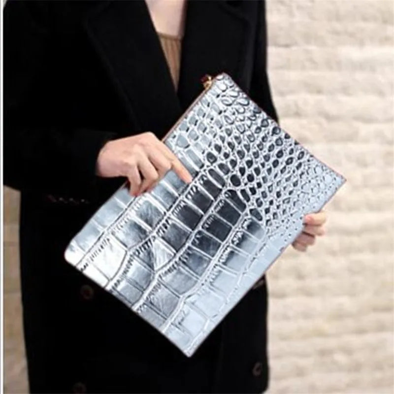 Women Crocodile Pattern Day Clutch Bag PU Leather Women Clutches Ladies Hand Bags Envelope Bag Luxury Party Evening Bags Bolsa