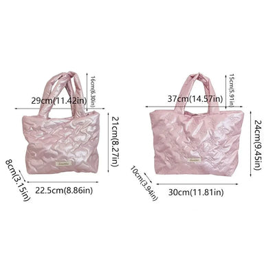 Simple Space Cotton Square Hand Bag Love Heart Korean Style Bright PU Handbag Cosmetic Bag Solid Color Shoulder Bag Lady