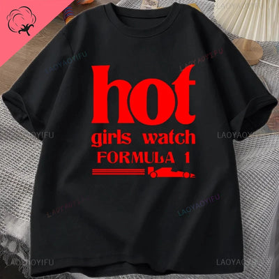 Hot Girls Watch Formula Printed T-shirt Casual Cotton Short Sleeve Round Neck Street Everyday Wear for Men and Women