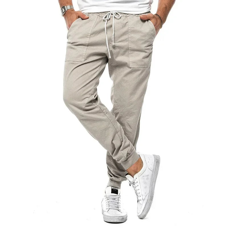 2024 Men's Spring and Summer New Classic Drawstring Woven Leisure Sports Cargo Pants Large Size Men's Wear