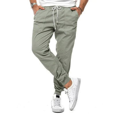 2024 Men's Spring and Summer New Classic Drawstring Woven Leisure Sports Cargo Pants Large Size Men's Wear